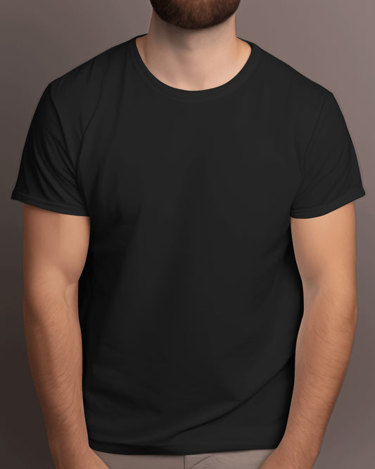 Black Plain Classic T-shirt Front Side