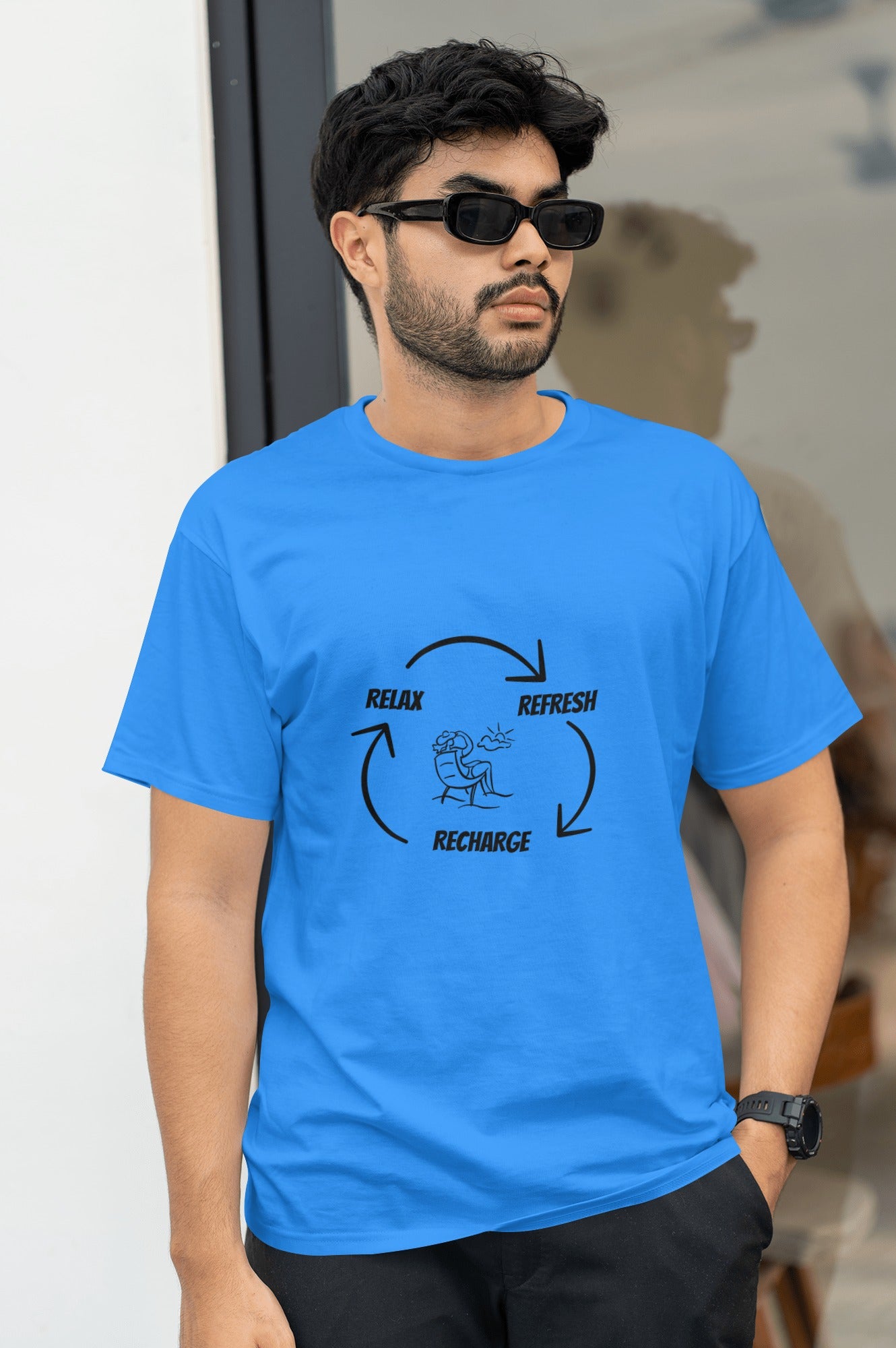 Sky Blue Relax T-shirt Front Side