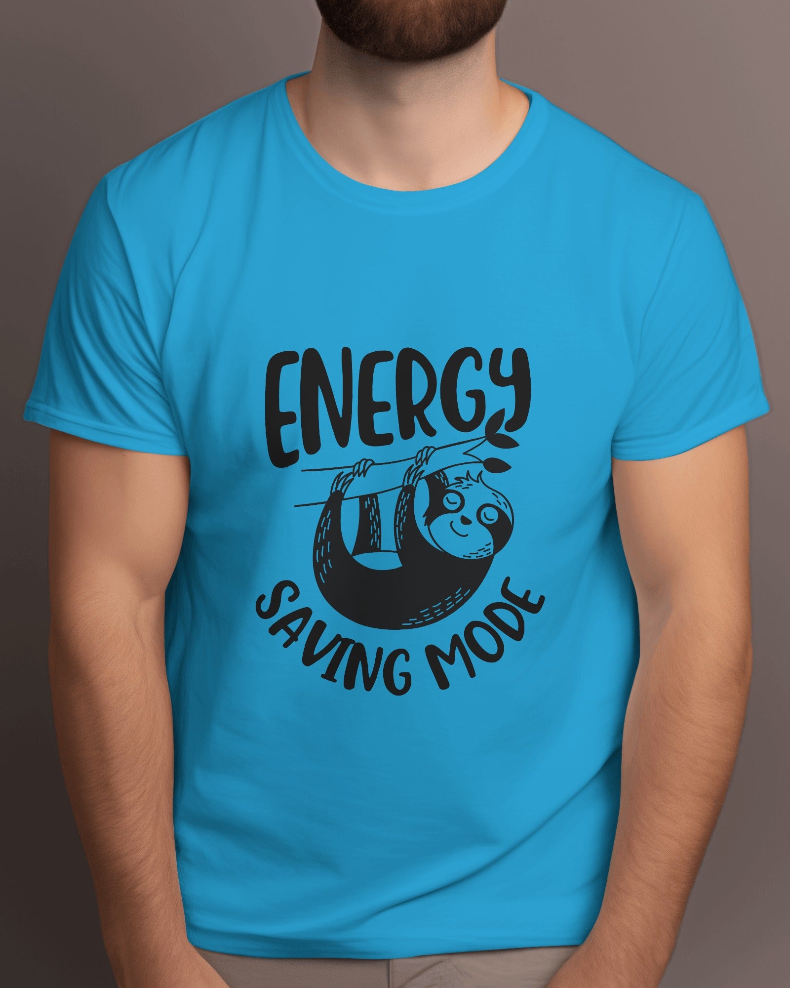 Sky Blue Colour Energy Saving Mode T-shirt Front Side