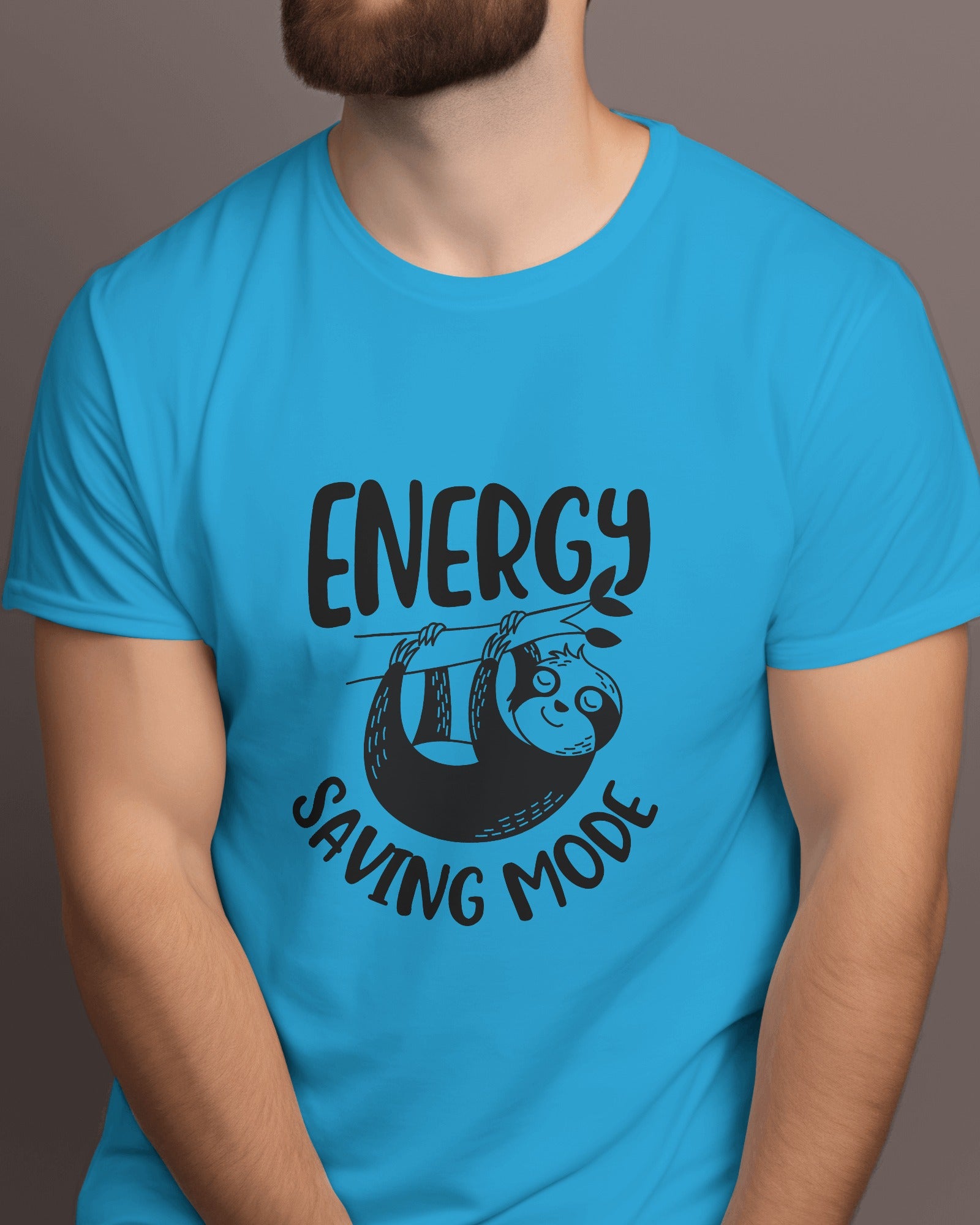 Sky Blue Colour Energy Saving Mode T-shirt Front Side