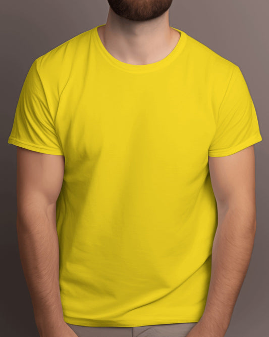 Yellow Colour Plain Classic T-shirt