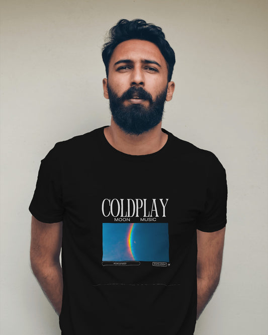 Teelure Men’s Coldplay Moon Music Graphic Printed T-shirt